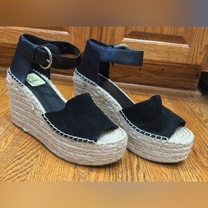 Marc Fisher LTD Alida Black Espadrille Wedge sz9